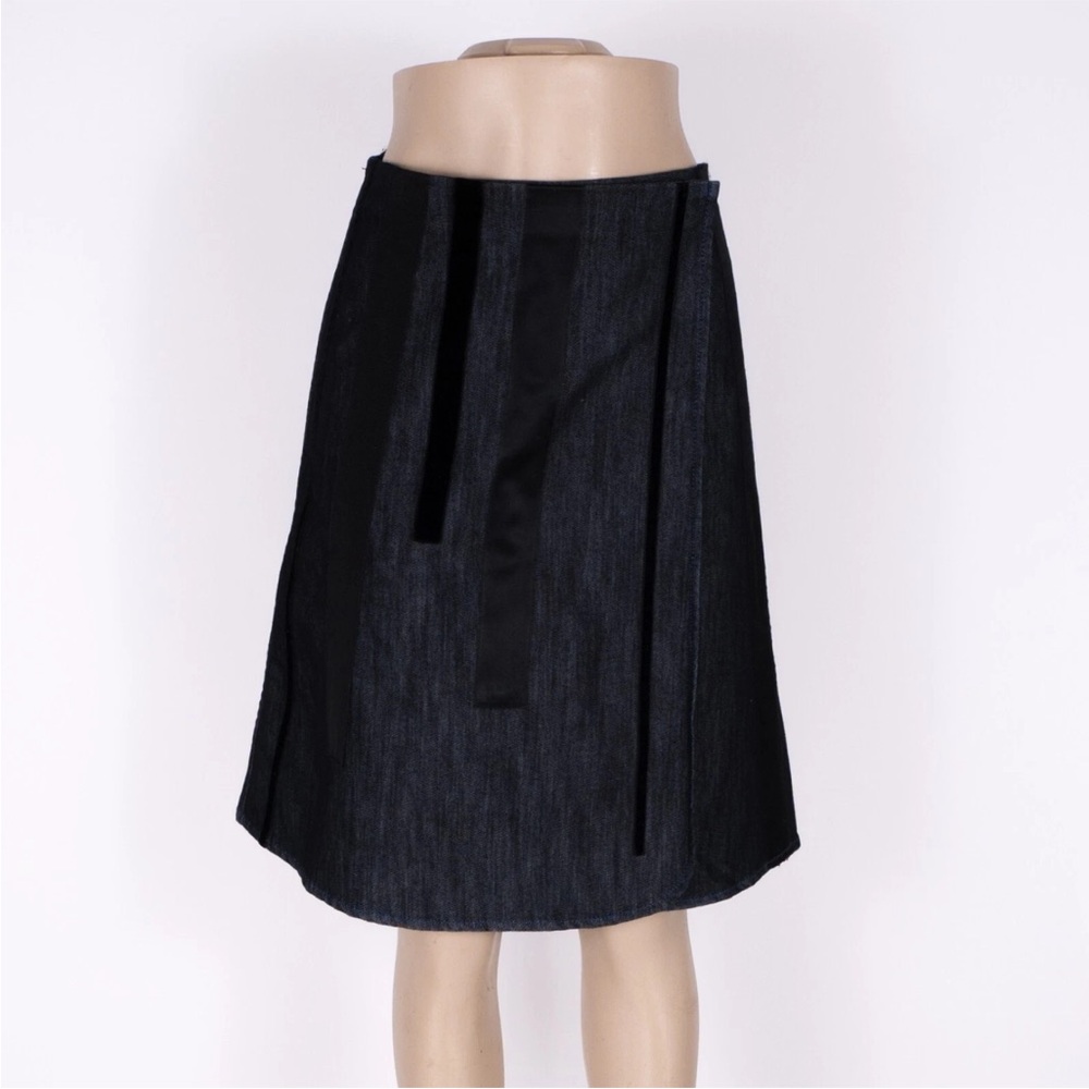 Y2K Denim A-Line Skirt Velvet Paneling